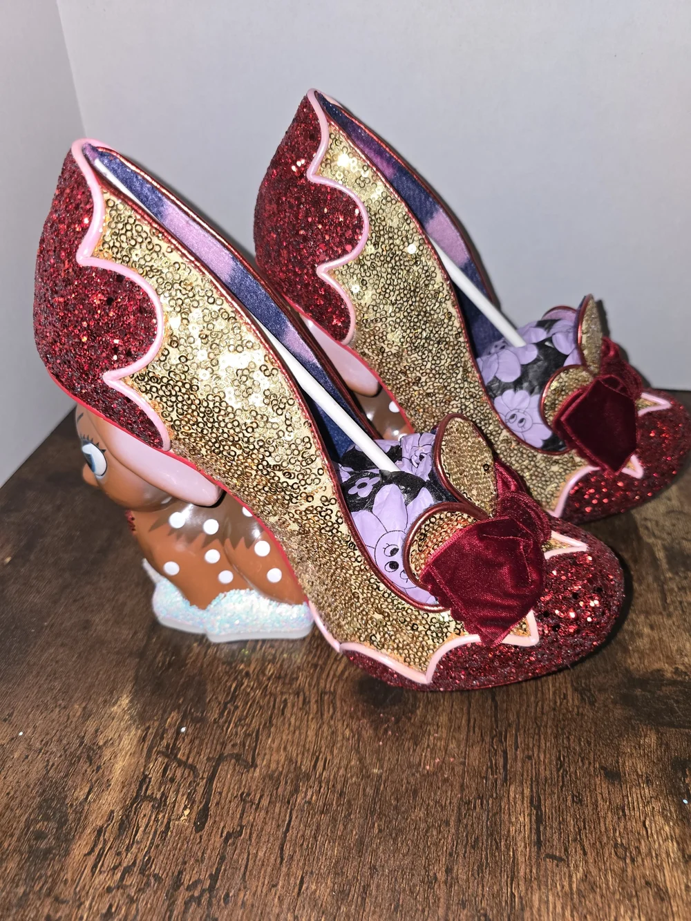 Irregular Choice Baby Deer Glitter Red Bow Heels - Picture 4 of 10